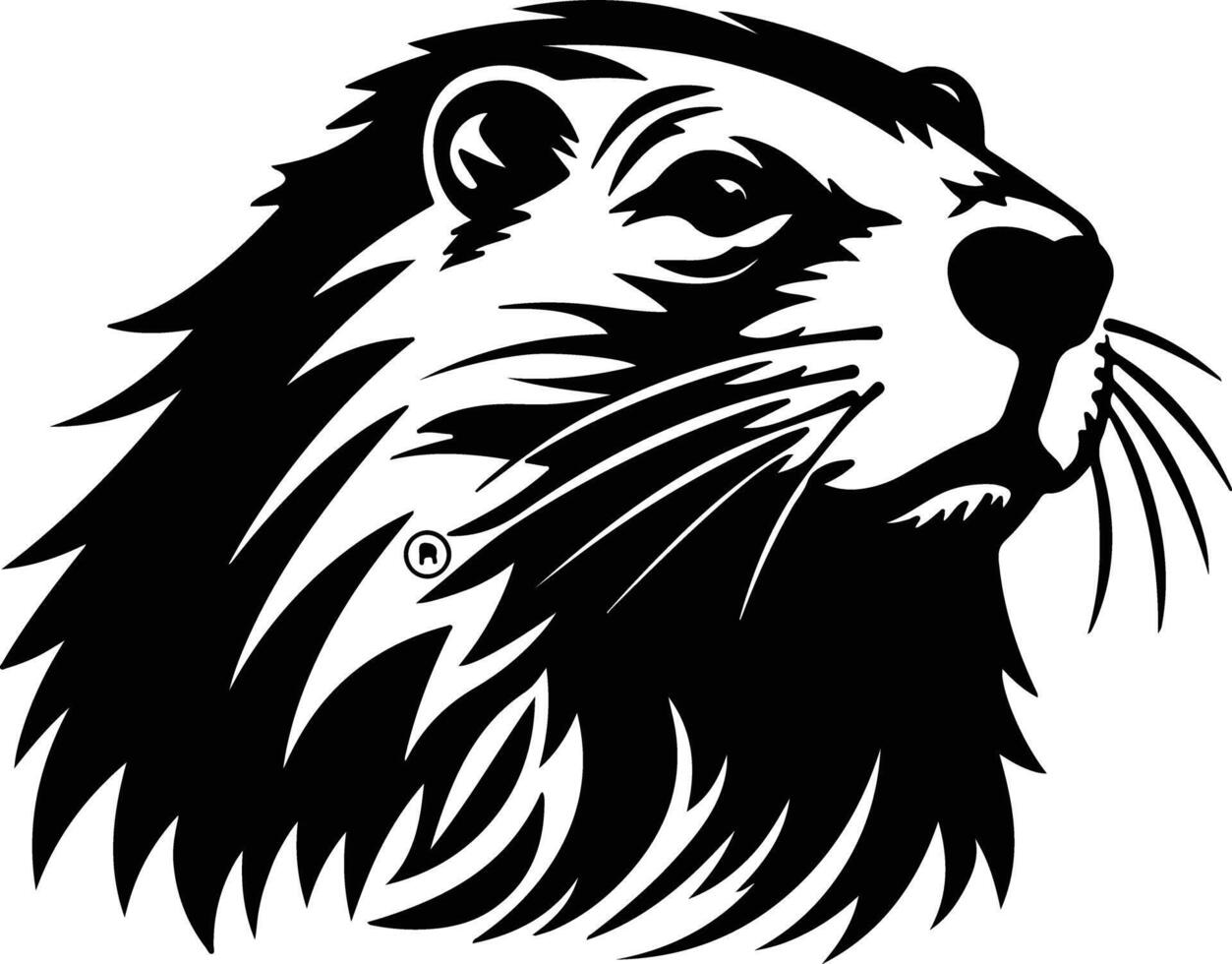 captivating Black silhouette of North American beaver head vector