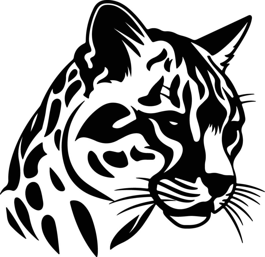 angelic Black silhouette of ocelot head vector
