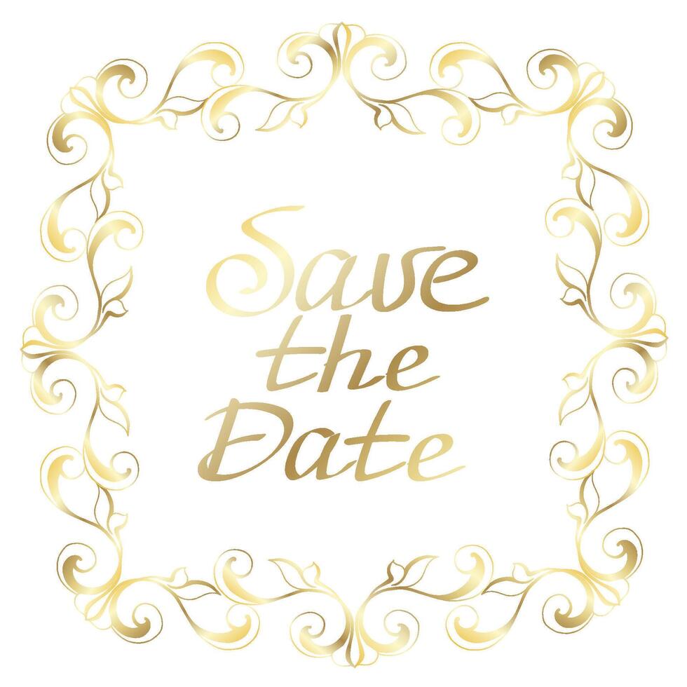 Save the date vintage label art-deco frame .damask vintage baroque scroll ornament swirl. Victorian monogram heraldic shield swirl. vector