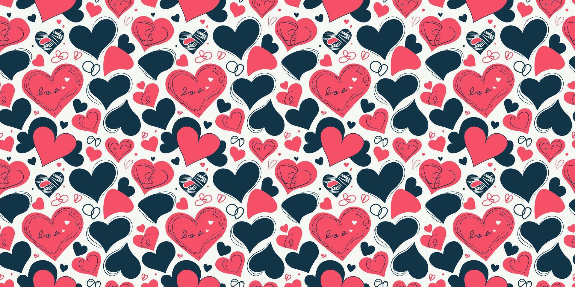 Seamless Cute Heart Shaped Pattern vector