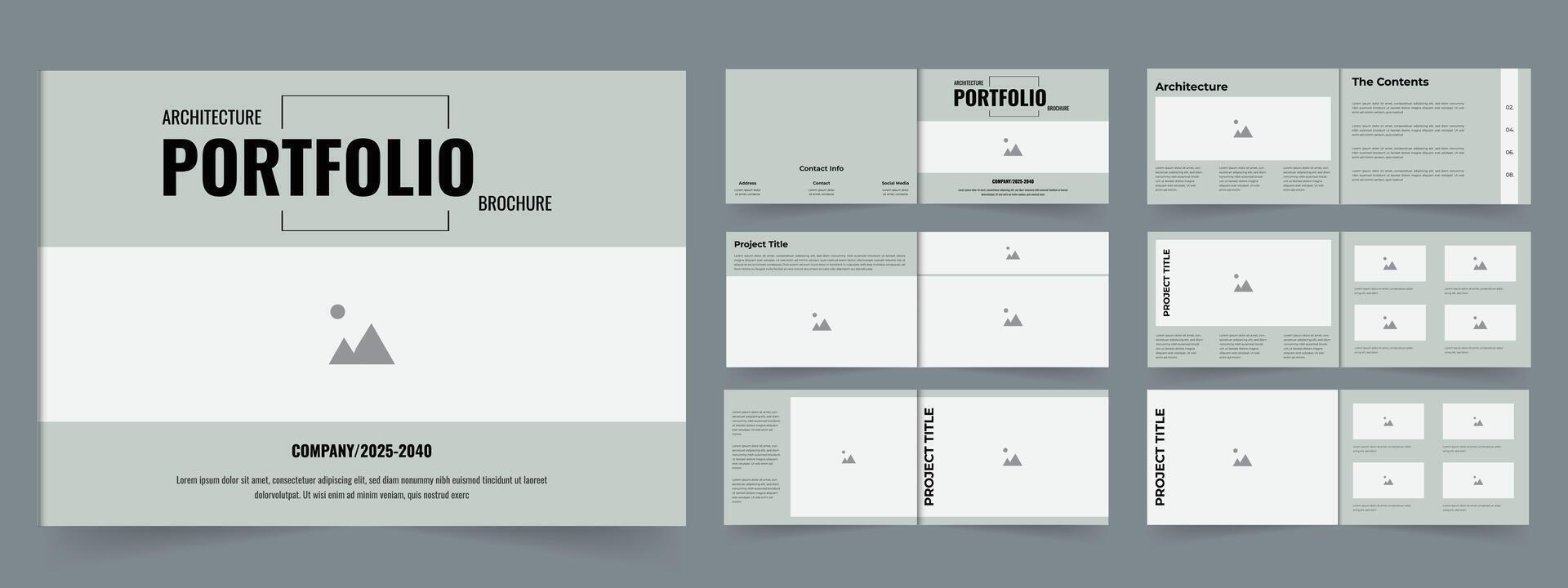 Professional landscape portfolio loyout design or interior portfolio vector