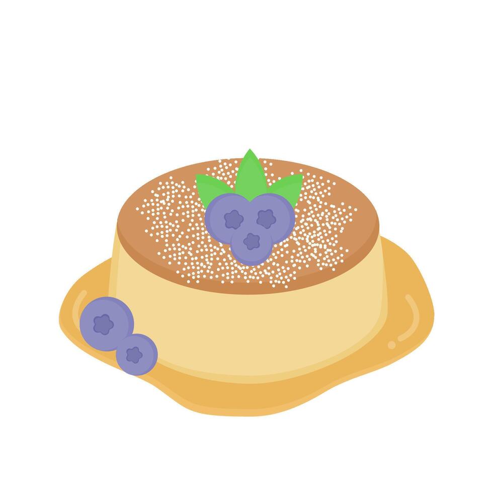 Pancakes with blueberries and honey jam vector