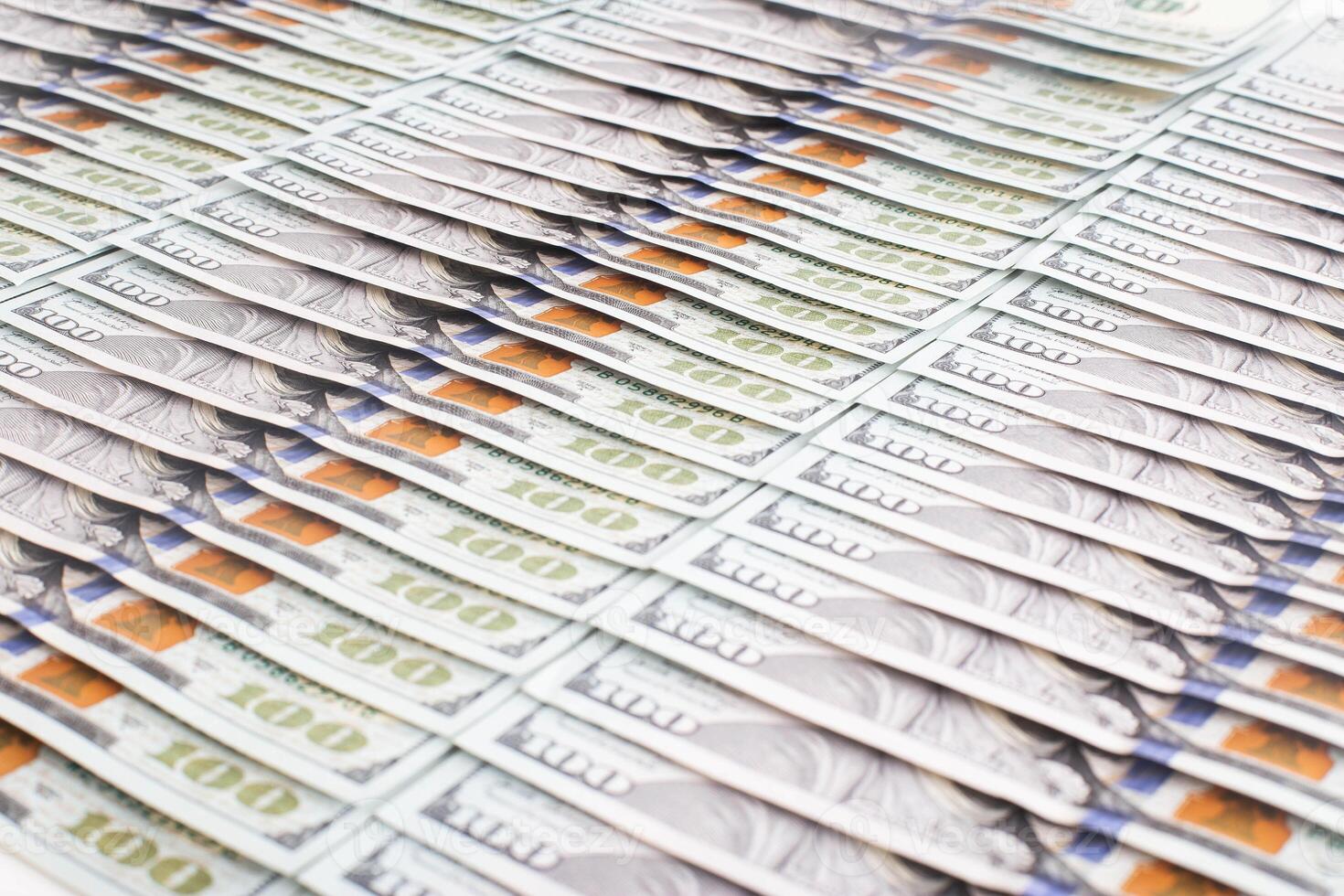 Background from American banknotes of 100 dollars. Business and economics concept, copy space for text, financial photo