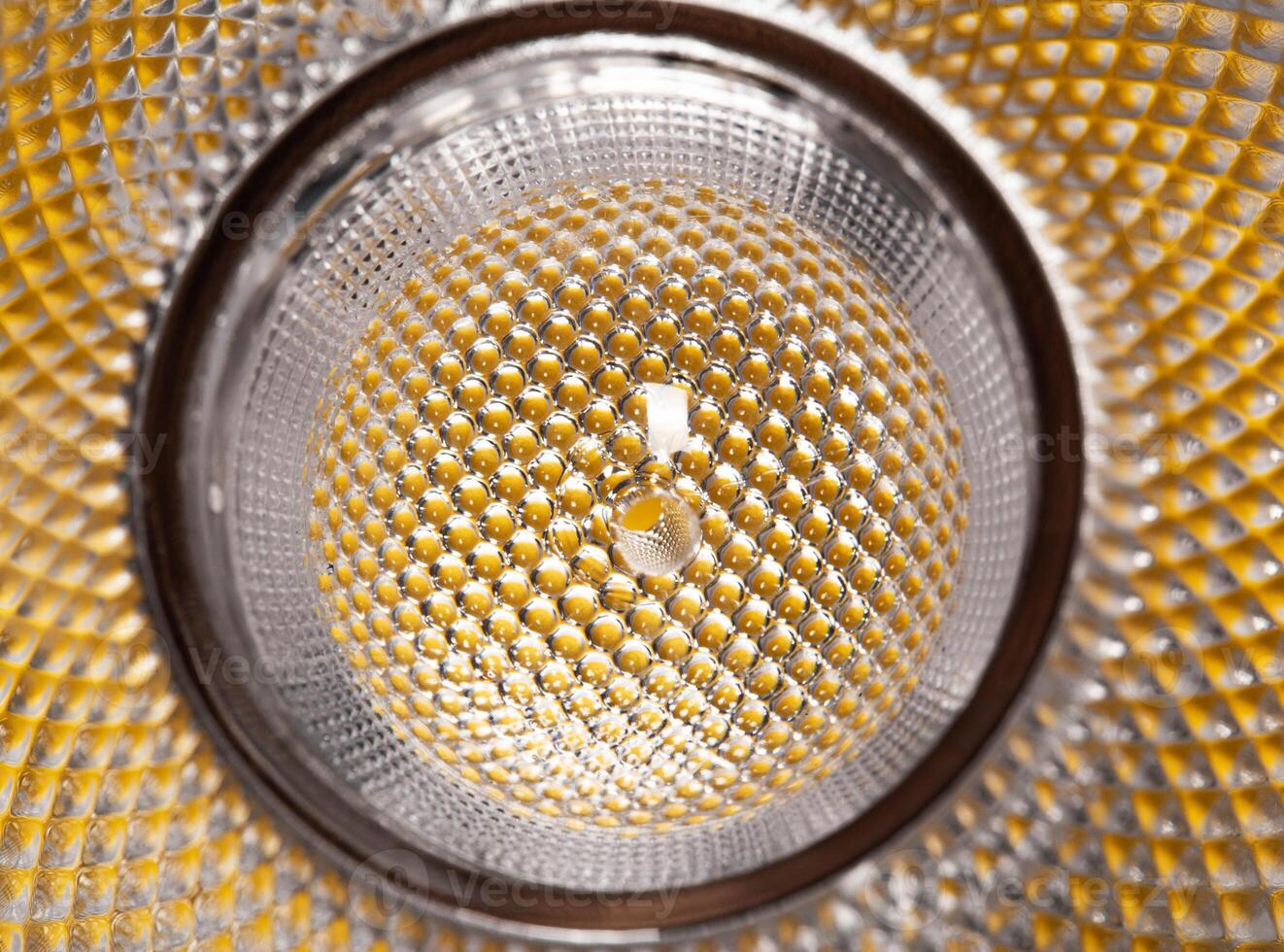 Modern LED matrix lamp, reflector for light. Macro photo