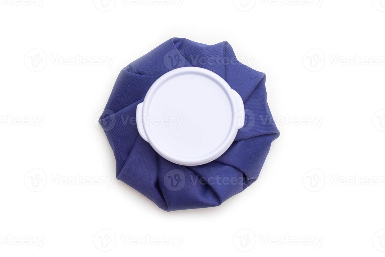 Medical blue ice bag on a white background, isolate. First aid for bruises and abrasions, close-up photo