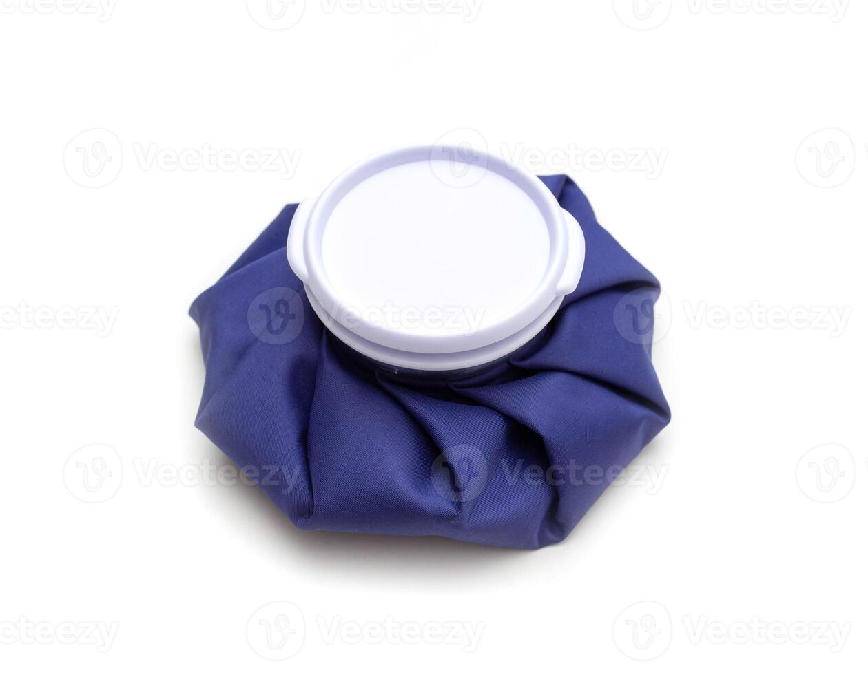 Medical blue ice bag on a white background, isolate. First aid for bruises and abrasions, close-up photo