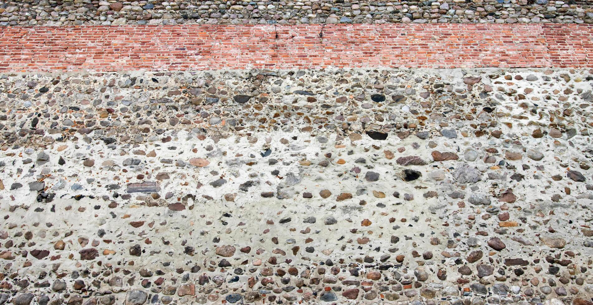 Stone wall of a large ancient castle, background. Copy space for text photo