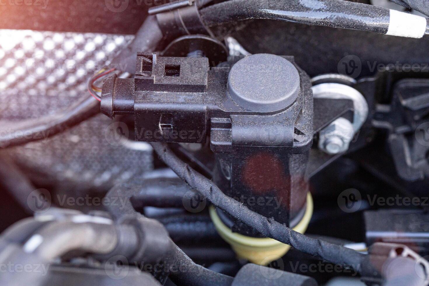 automotive sensors responsible for different readings of vehicle systems, close-up photo