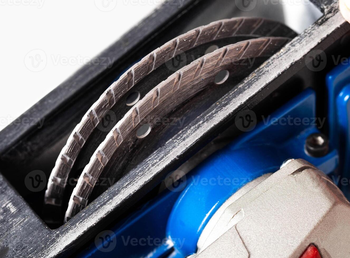 Powerful electric wall chaser for recessing in walls. construction tool, close-up photo