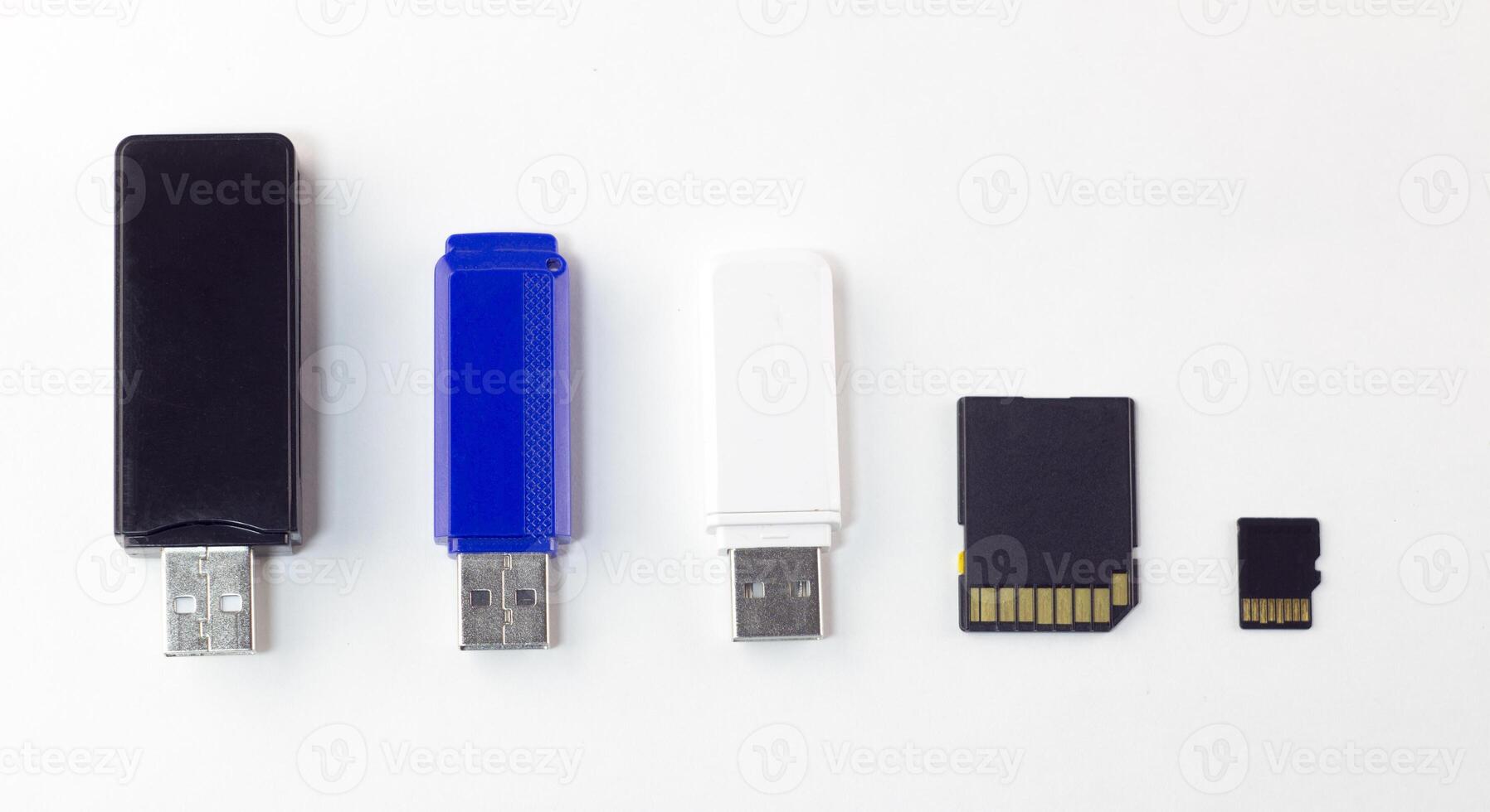 Set of flash drives on a white background photo
