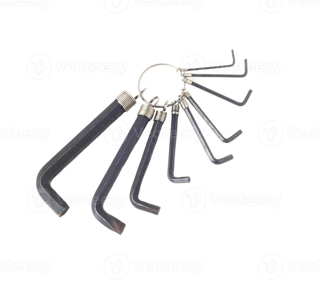 Set of hexagon tools on white background, isolate, hexagonal photo