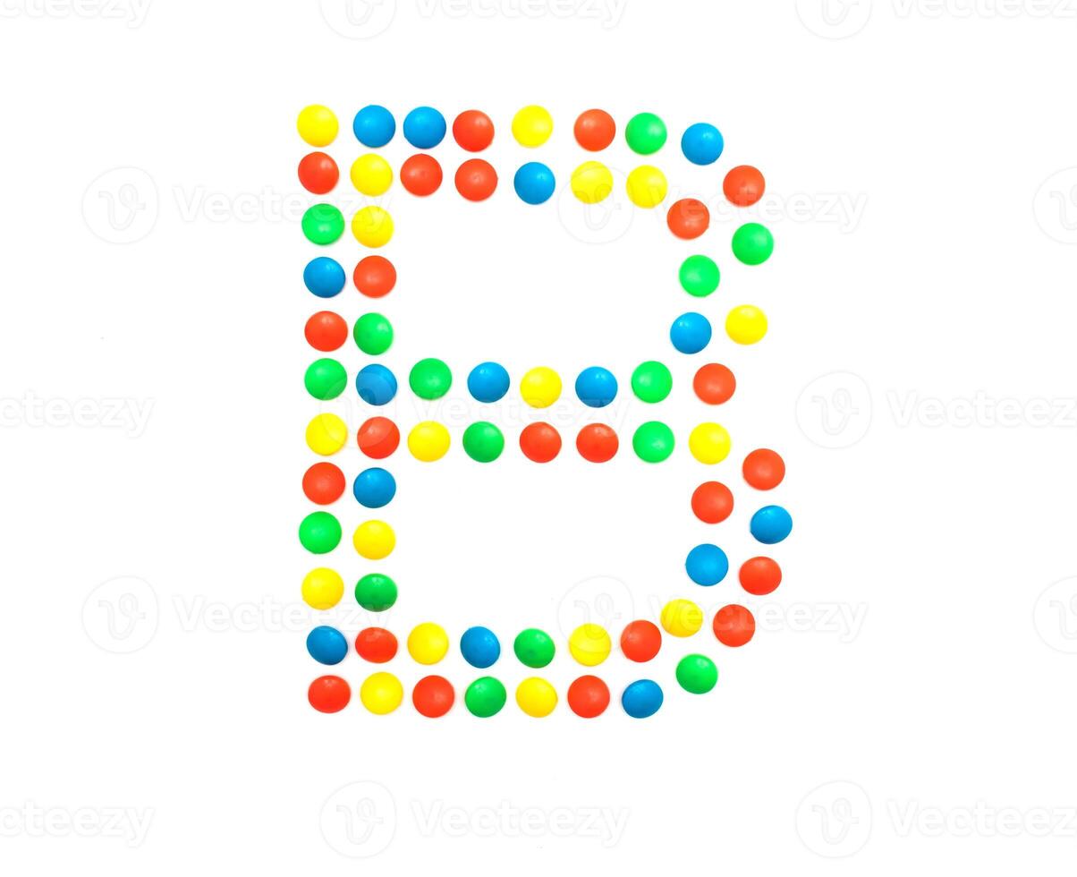 Multicolored alphabet from children's mosaic letter B photo