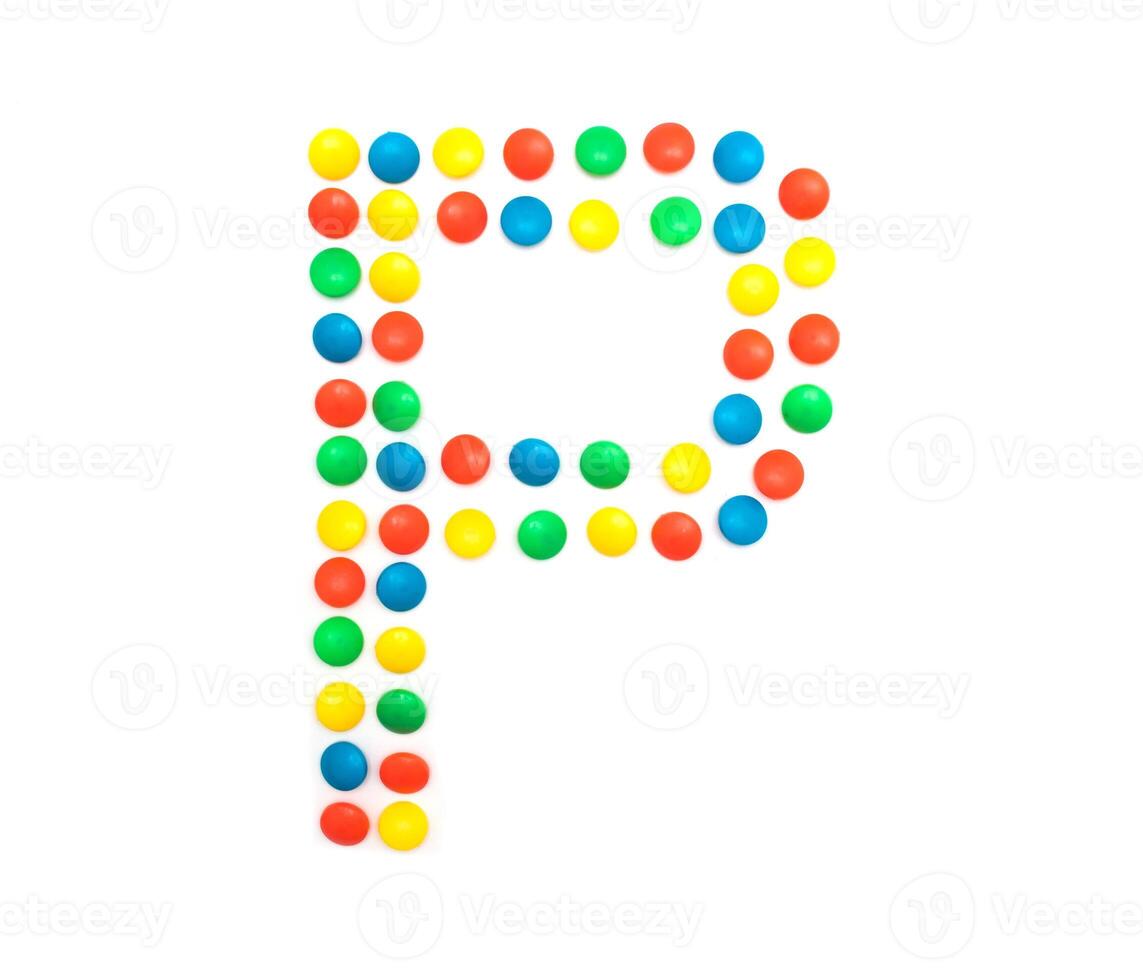 Multicolored alphabet from children's mosaic letter P photo