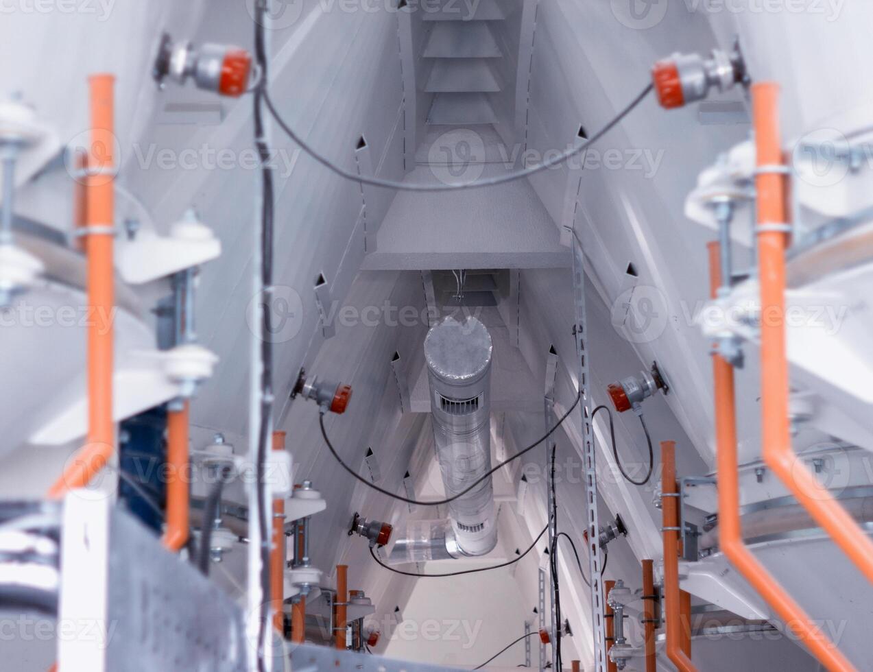 Modern plant for the production of food cereals and flour, large storage vessels for flour and cereals photo