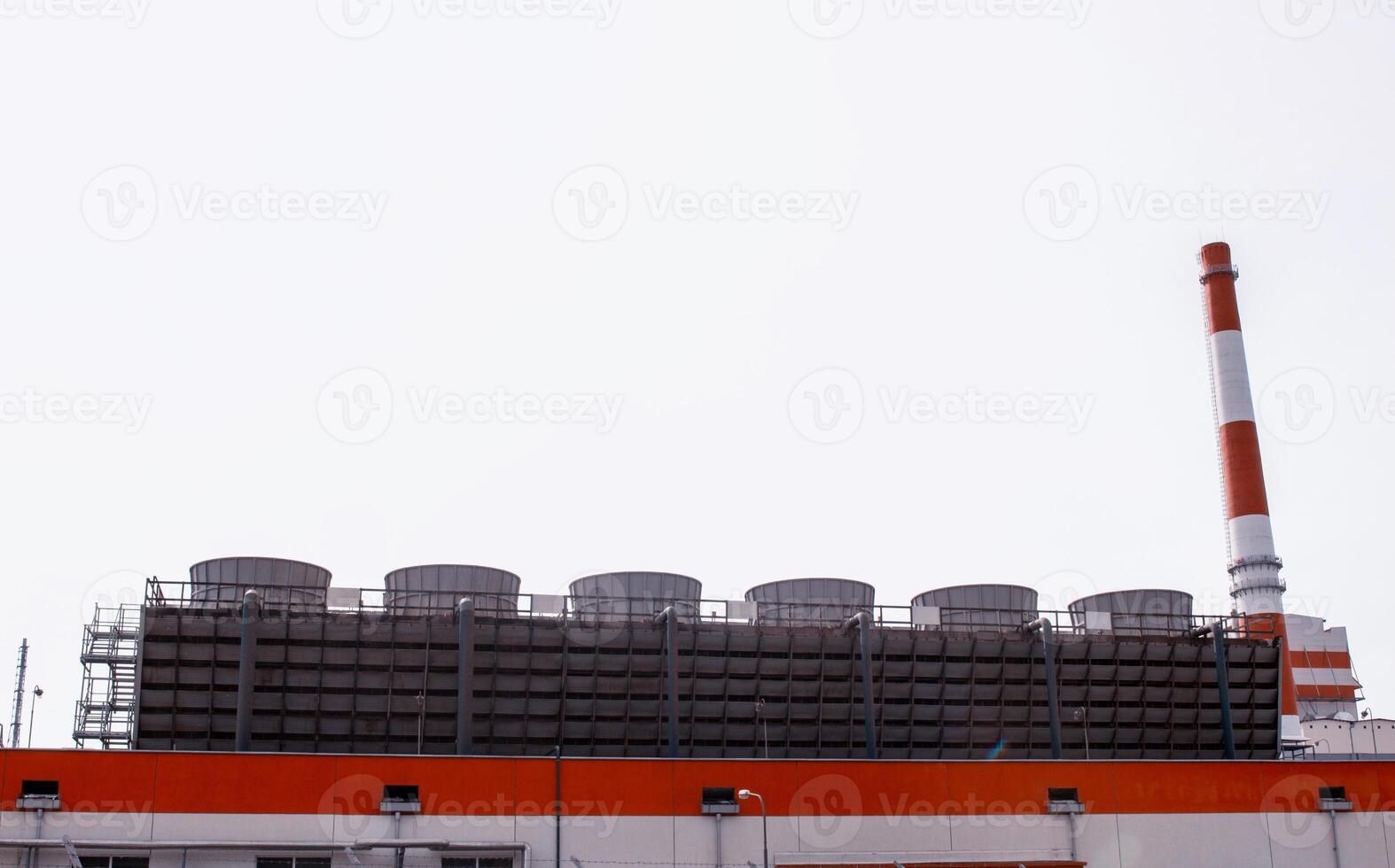 Modern bleached pulp sulphate processing plant, outdoor, cellulose photo