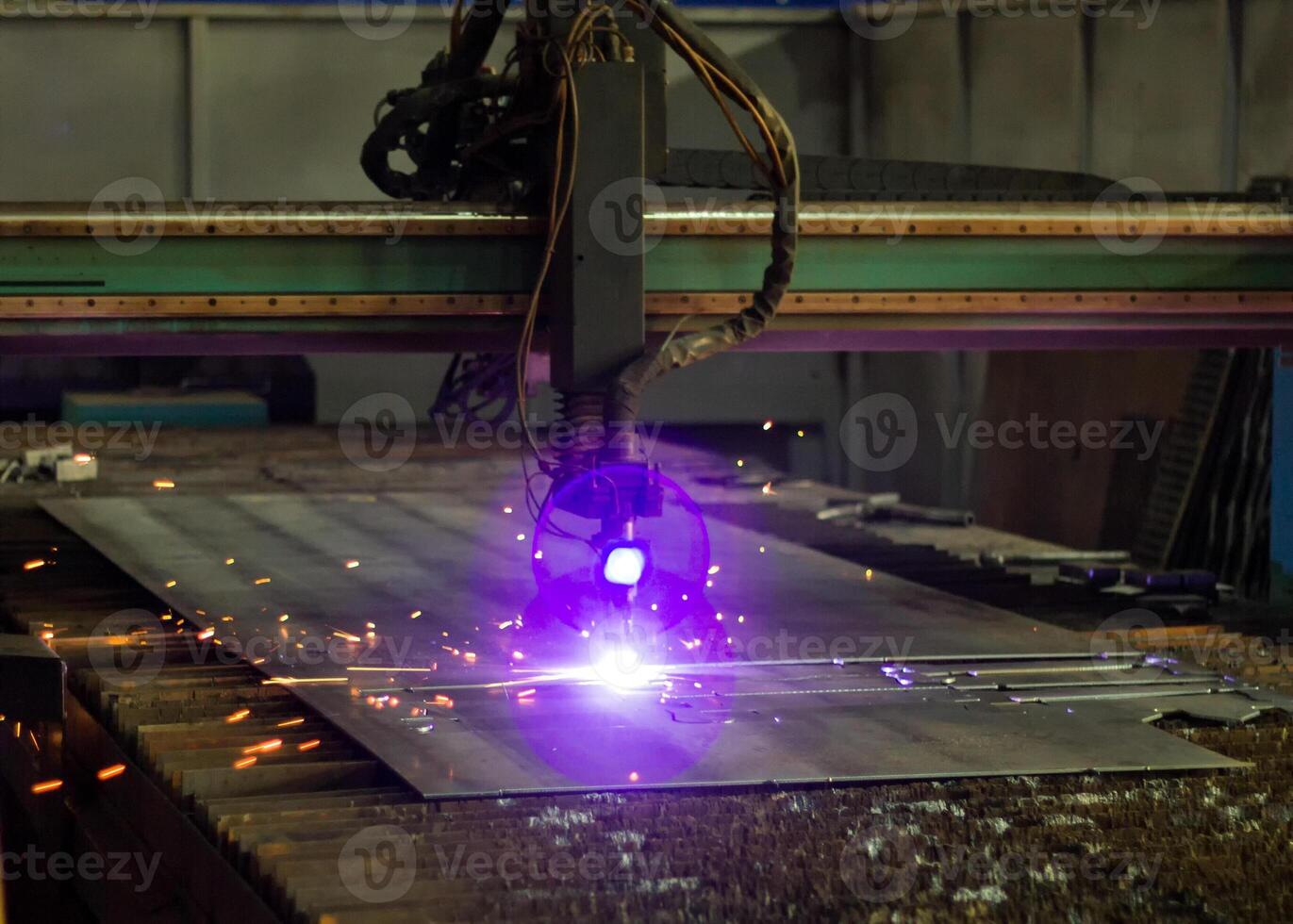 Machine for modern automatic plasma laser cutting of metals, plasma cutting with laser and laser, processing photo