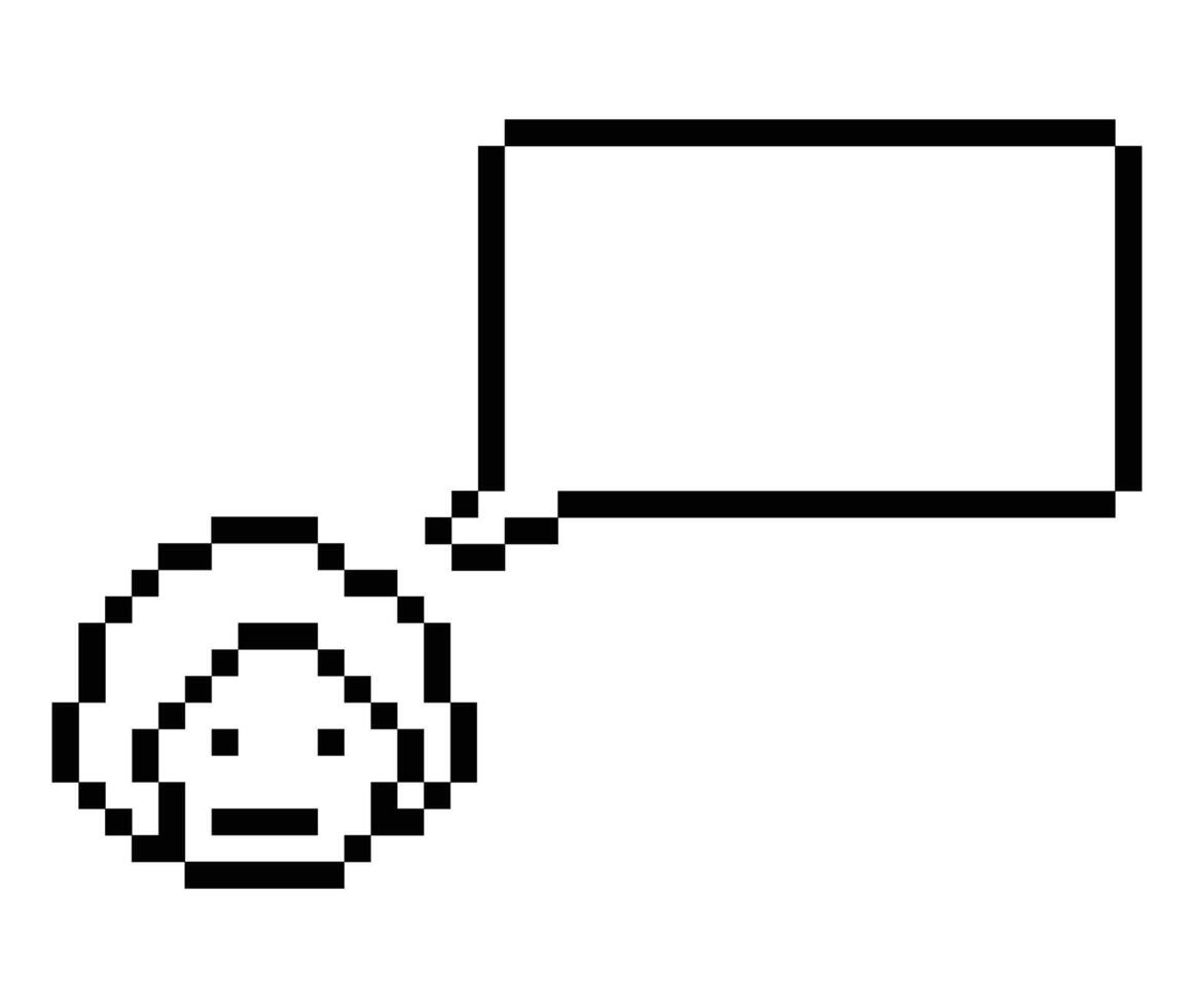 Pixel cartoon cute man male or boy face with chat box blank decoration 8 bit. vector