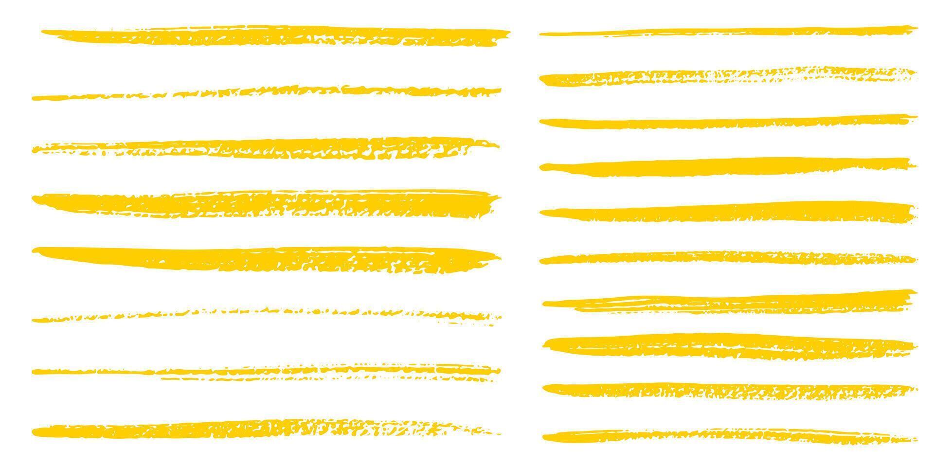 Yellow brush strokes set vector
