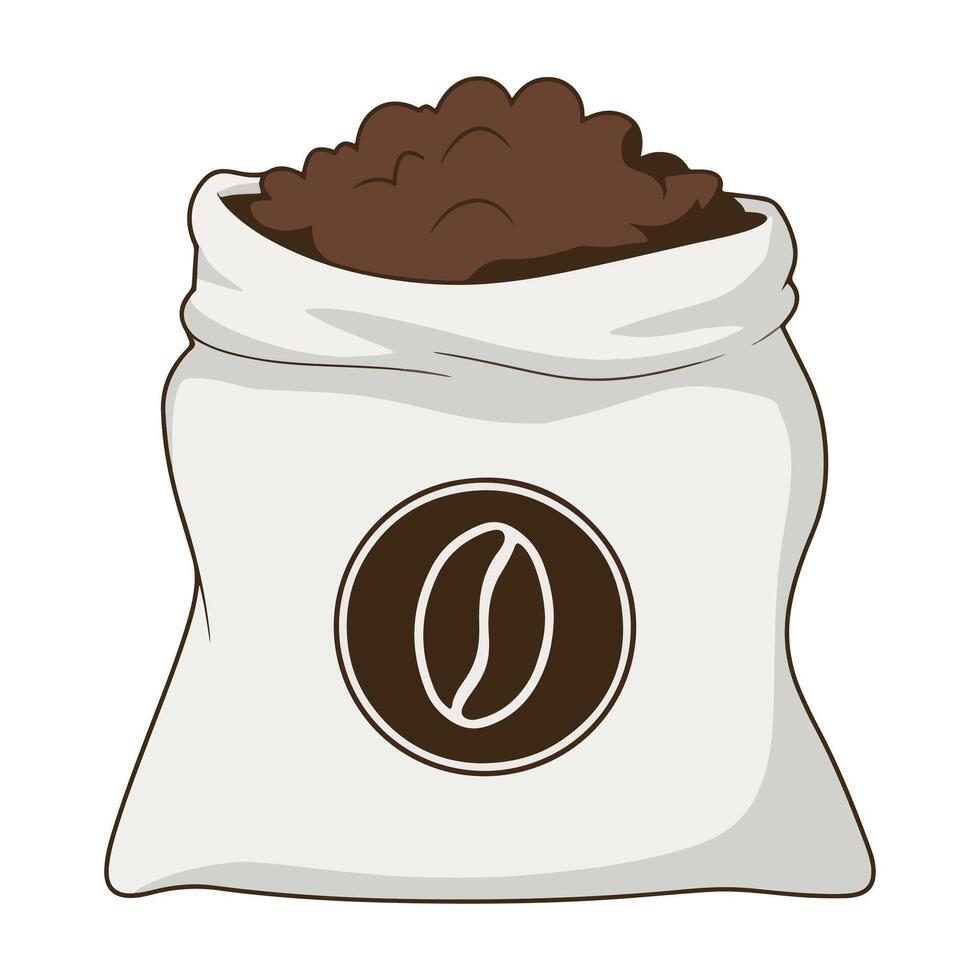 Coffee Beans in Sacks Illustration. design of burlap sacks filled with coffee beans, perfect for caffe branding, beverage ads, and organic product visuals. vector