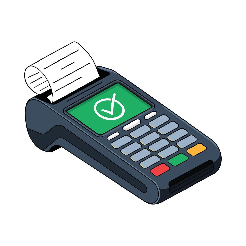 POS icon. Isometric payment terminal illustration for web design, isolated on white background. vector