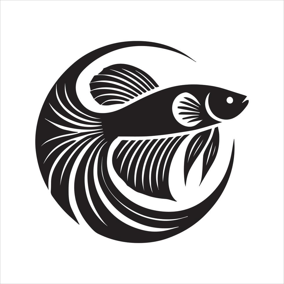 Bold Betta Fish Silhouette Design vector