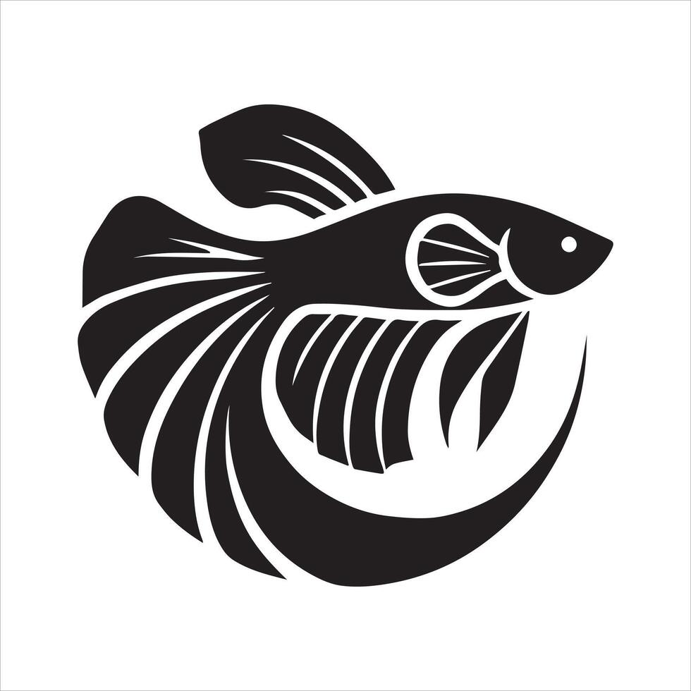 Minimalist Black Betta Fish Illustration vector