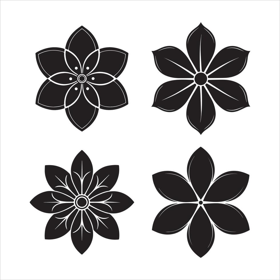 Black Flower Silhouettes High Quality Editable File vector