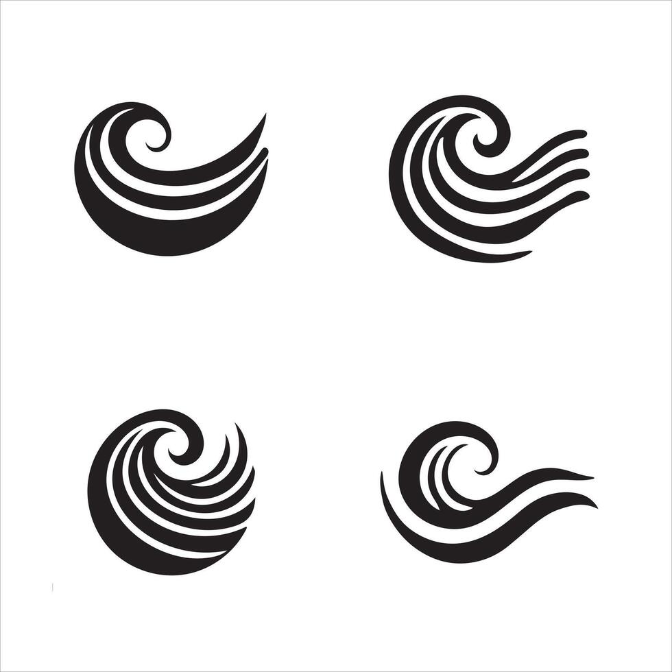 Ocean Wave Silhouettes High Quality Editable File vector