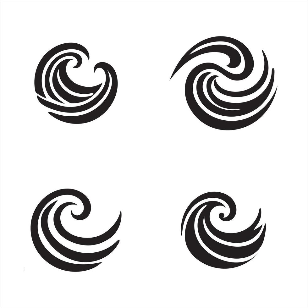 Ocean Wave Silhouettes Fully Editable Illustration vector