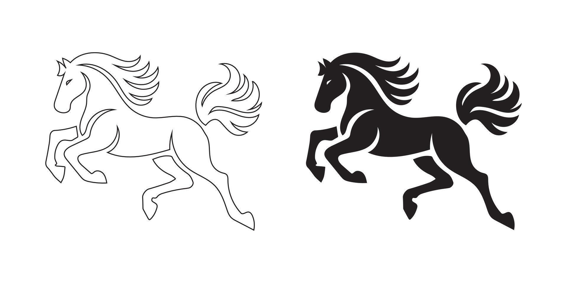 Simple Horse Silhouette Designs vector