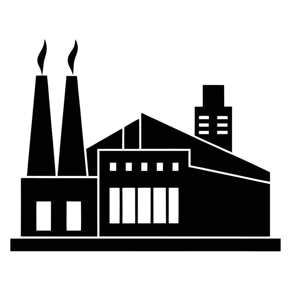 Factory Silhouette Illustration Isolated on White Background vector