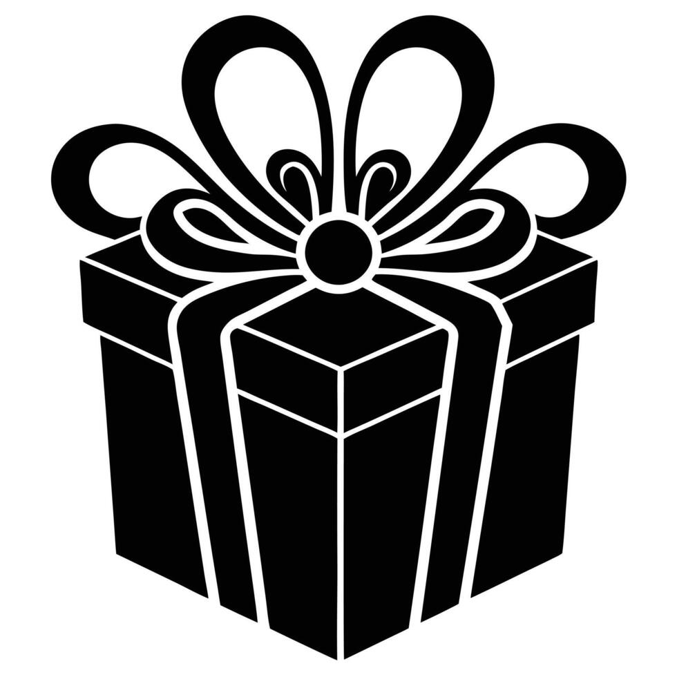 Elegant Gift Box Silhouette Isolated on White Background vector