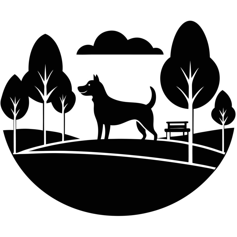 Dog Park Silhouette on White Background vector