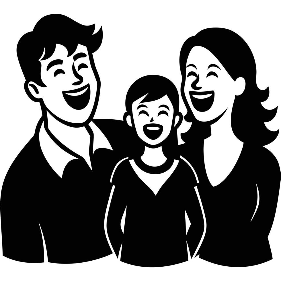 Family Laughing Silhouette Isolated on White vector