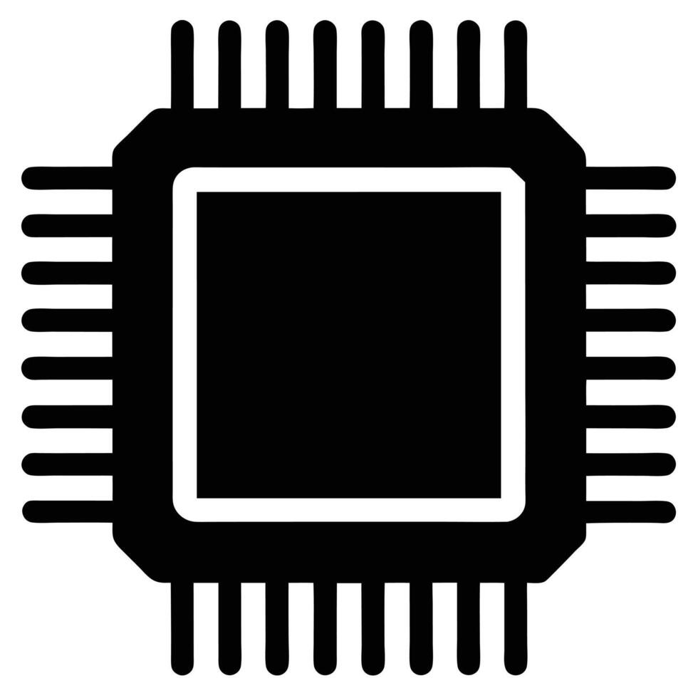 CPU Silhouette Illustration on White Background vector