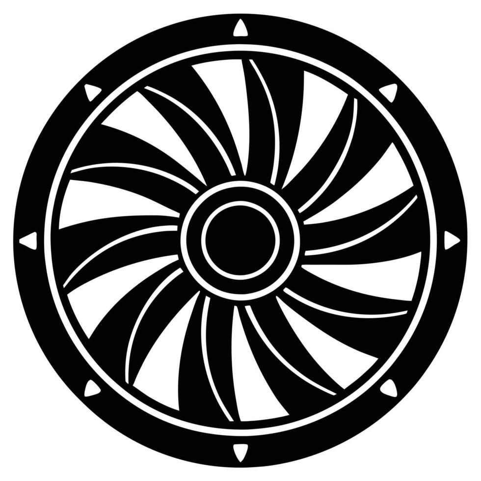 Computer Fan Silhouette Icon on White Background vector