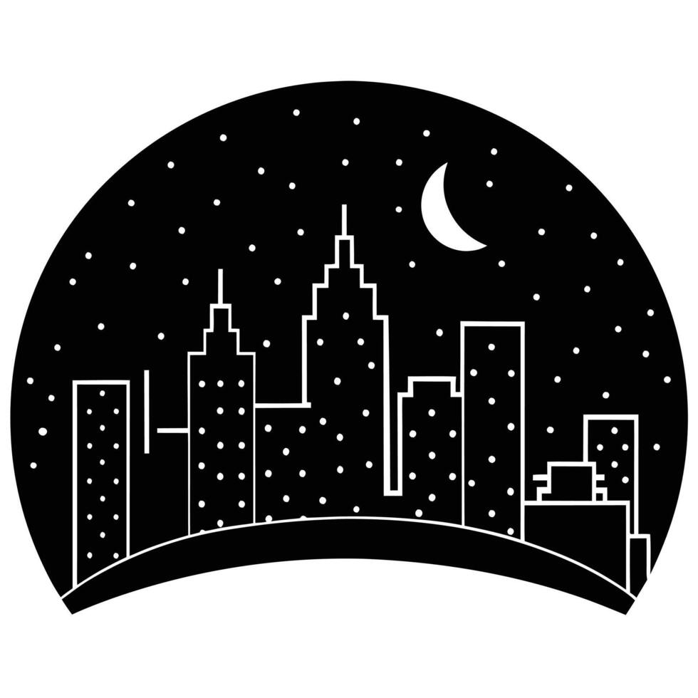 City Skyline at Night Silhouette Illustration vector