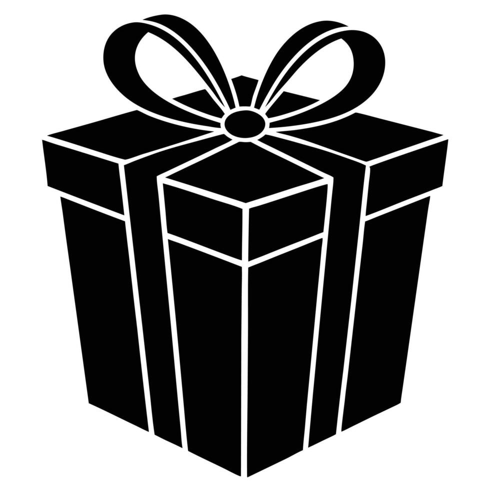 Classic Gift Box Shape Silhouette on White vector