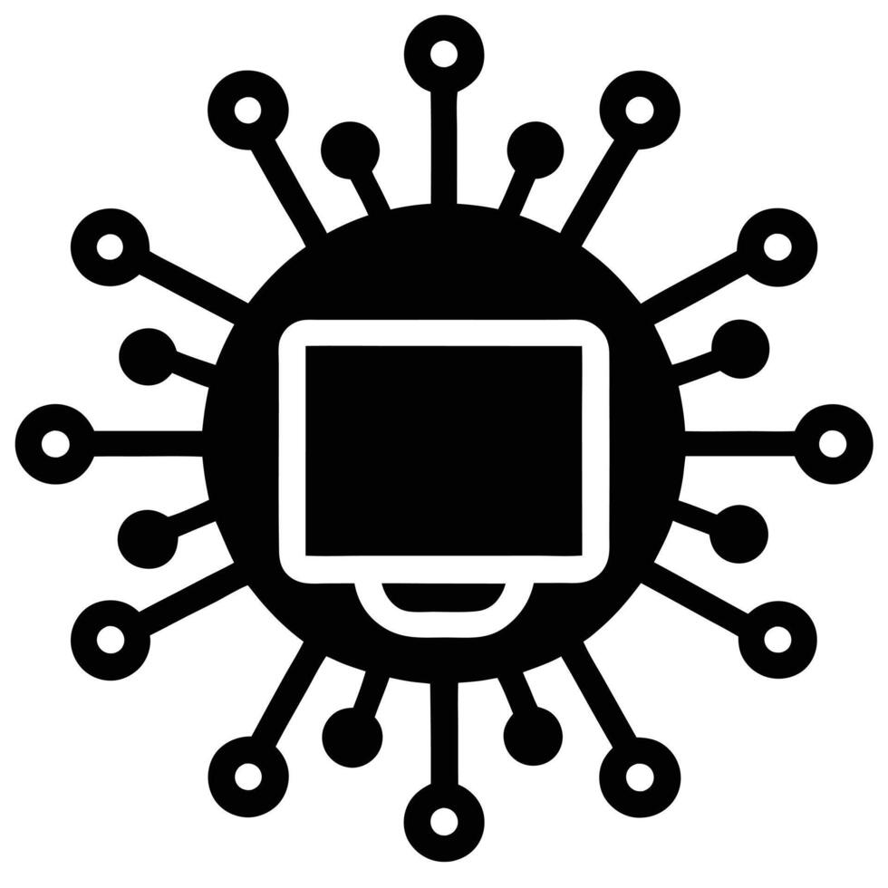 Computer Virus Symbol Silhouette on White vector