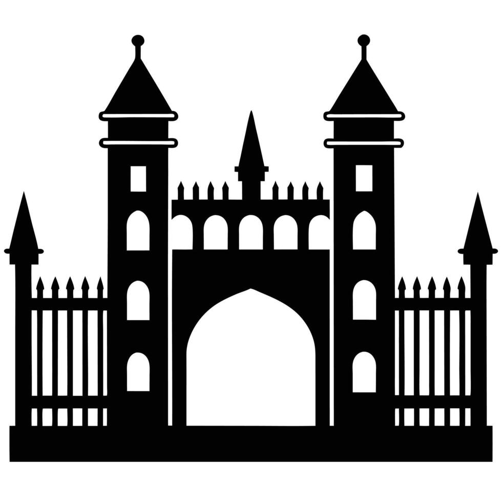 City Gate Silhouette on White Background vector