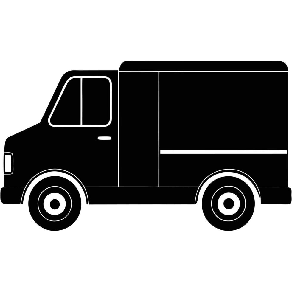 Delivery Truck Silhouette Isolated on White Background vector