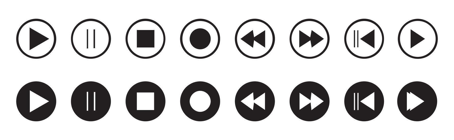Set of Media player icons,media player buttons collection. vector