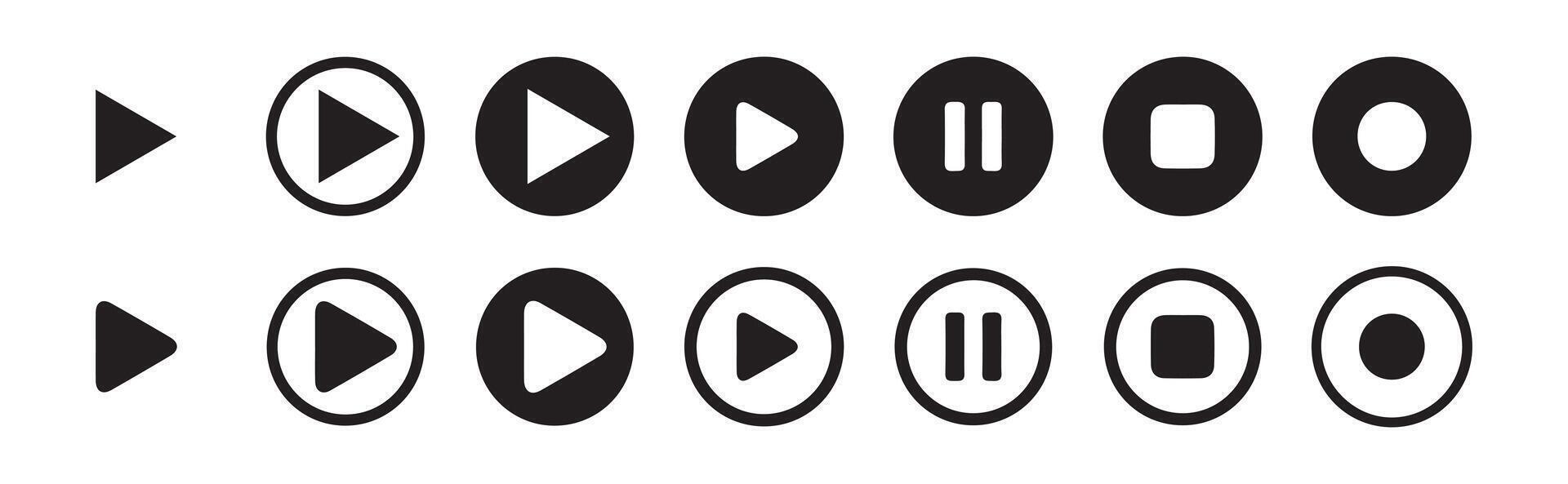 media player button icons.Play and pause buttons, audio player,player button set icon symbol,play and pause icon button vector
