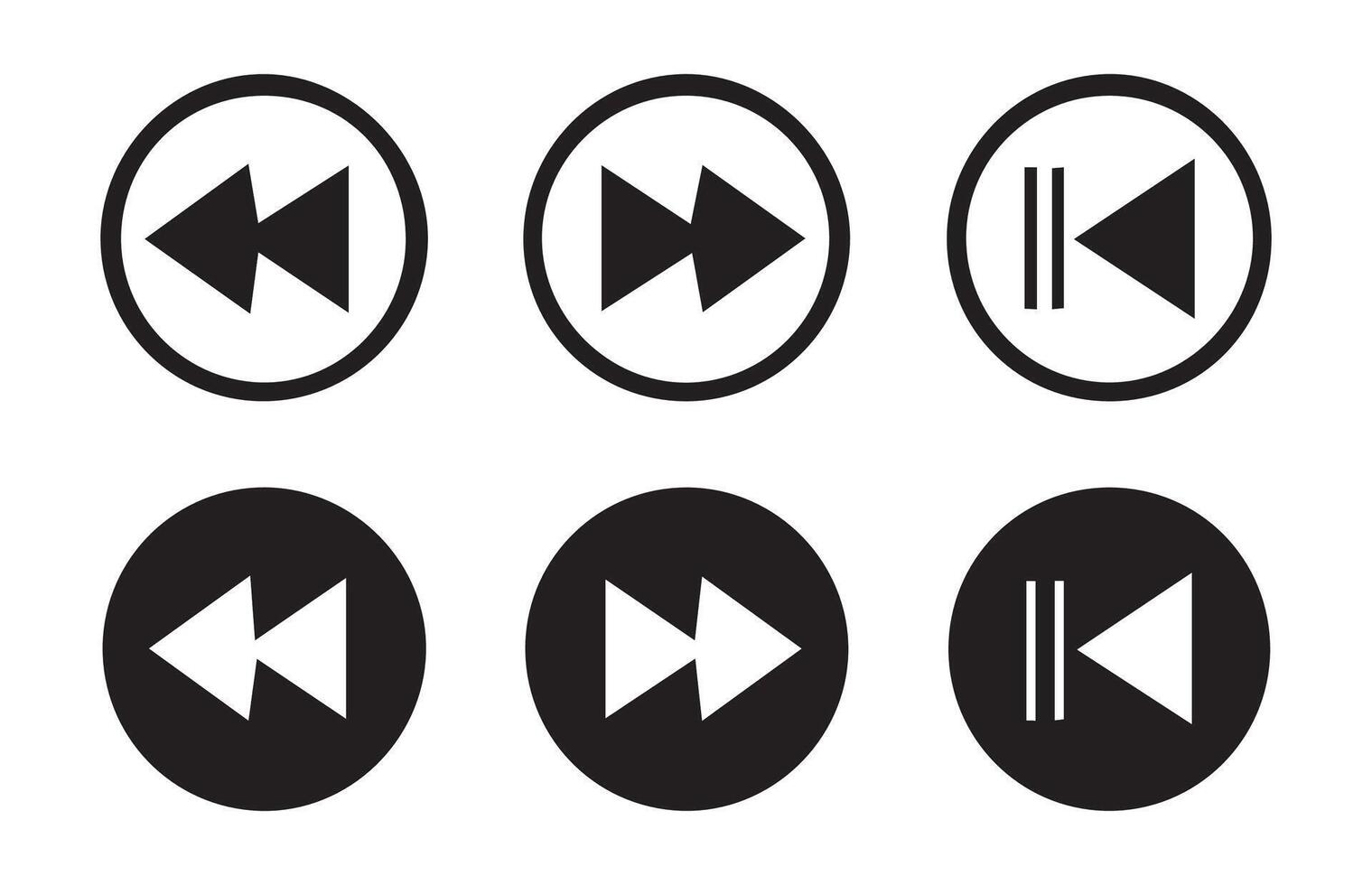Media player icons. Player button icon. play, rewind, pause, stop buttons vector