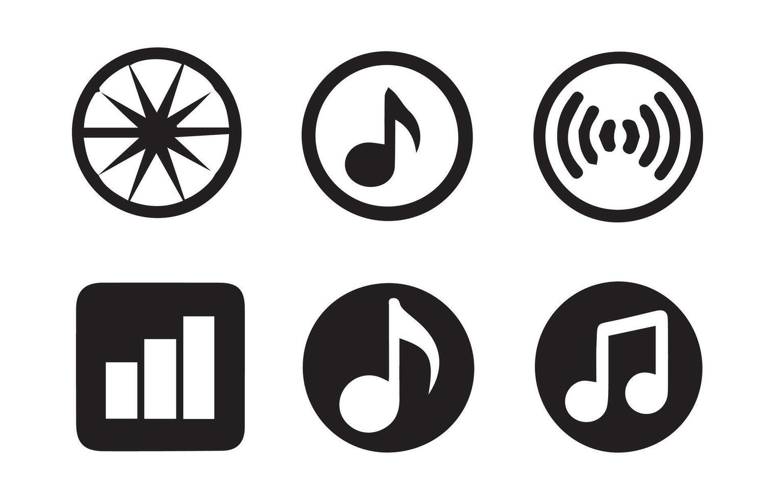 Music player icon set with play, pause, next, previous like and settings symbol. vector