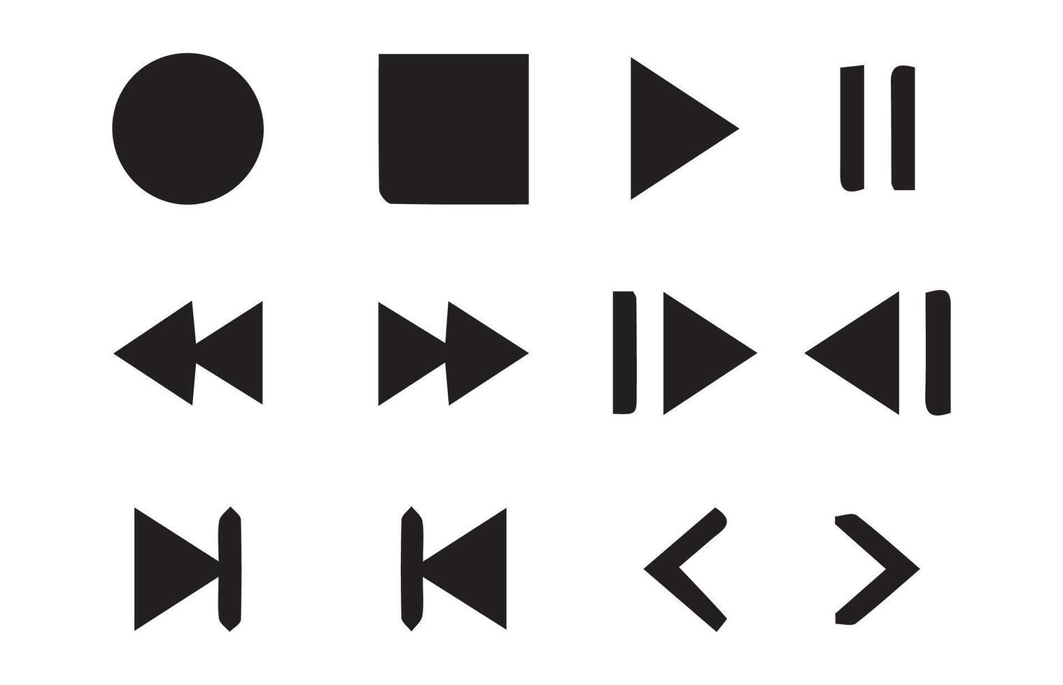 Music player icon set with play, pause, next, previous like and settings symbol.Media Player Buttons icon set vector