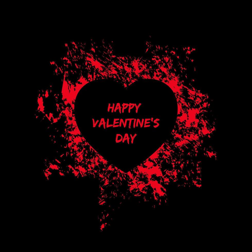 Black and red happy valentines day card. vector