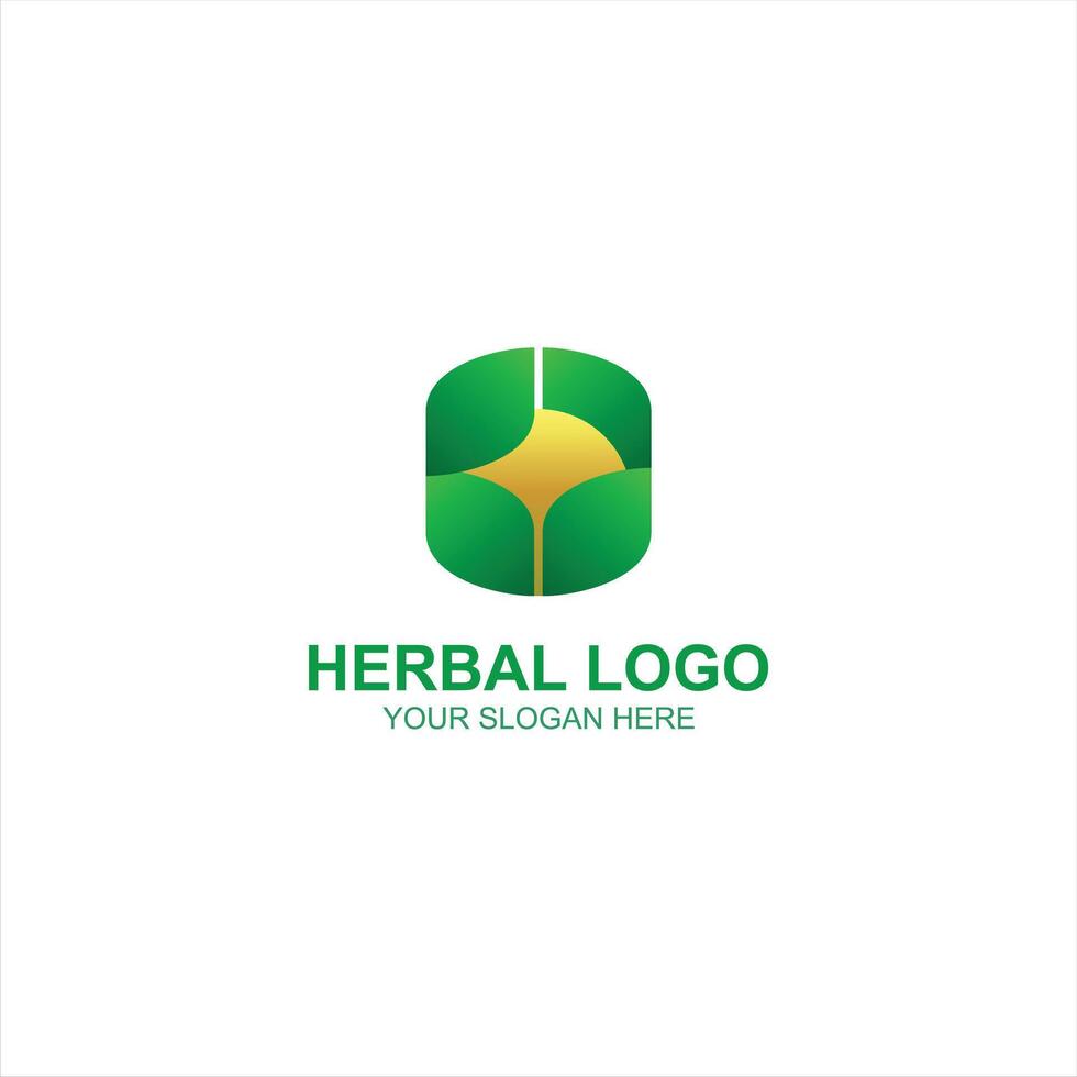 herbal logo icon with creative illustration vector