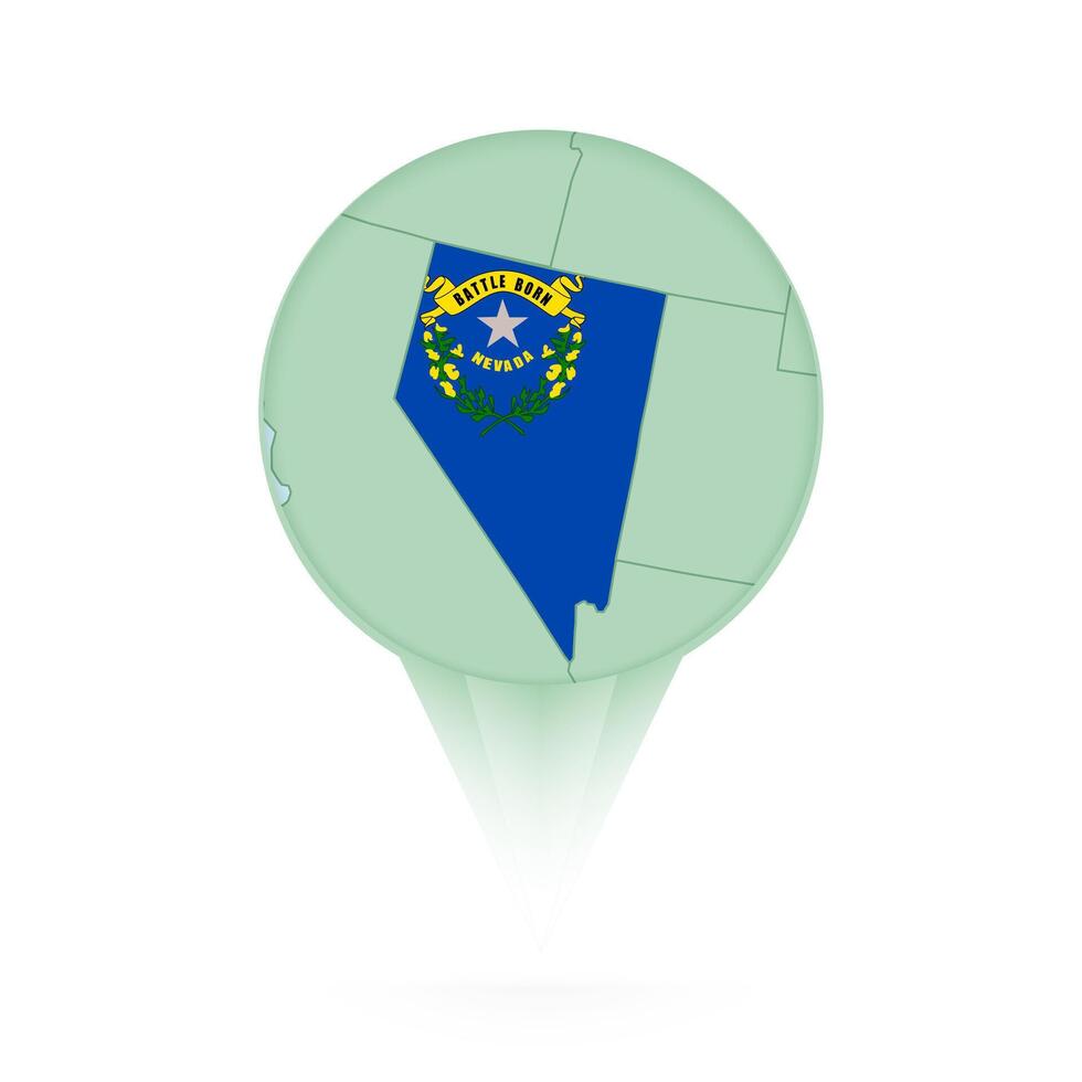Nevada map, stylish location icon with Nevada map and flag. vector
