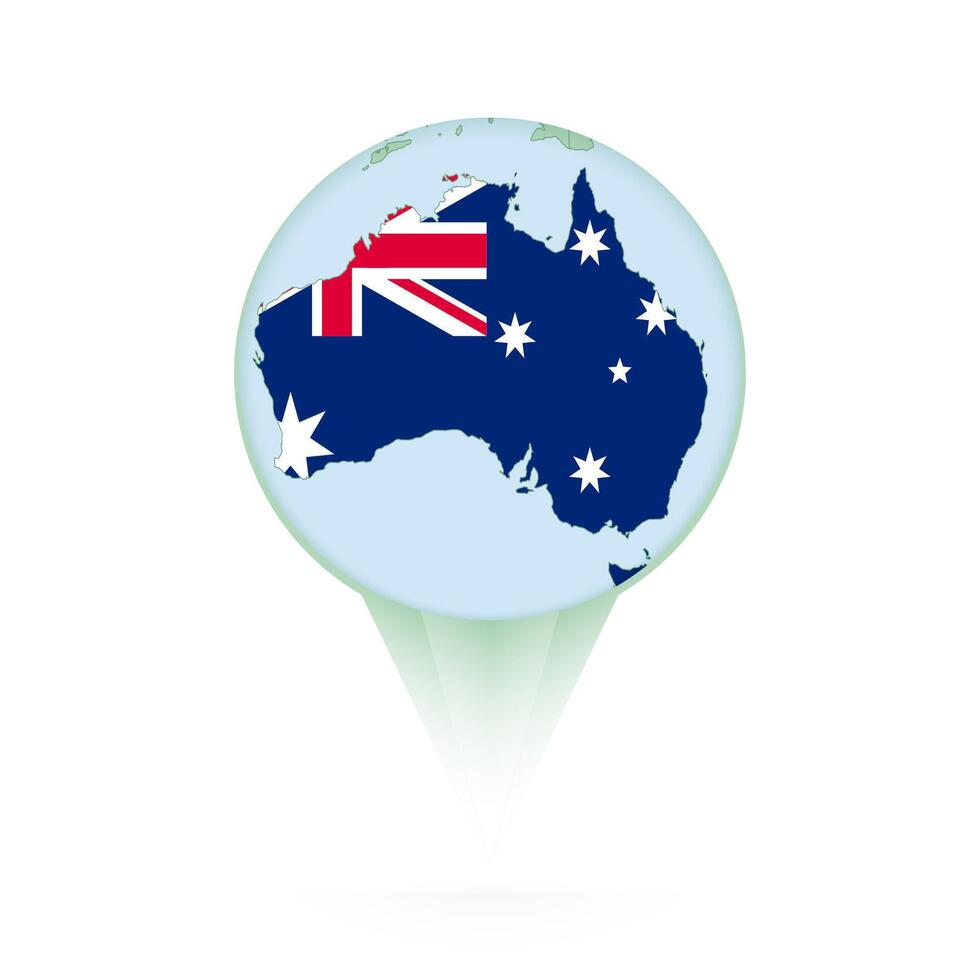 Australia map, stylish location icon with Australia map and flag. vector